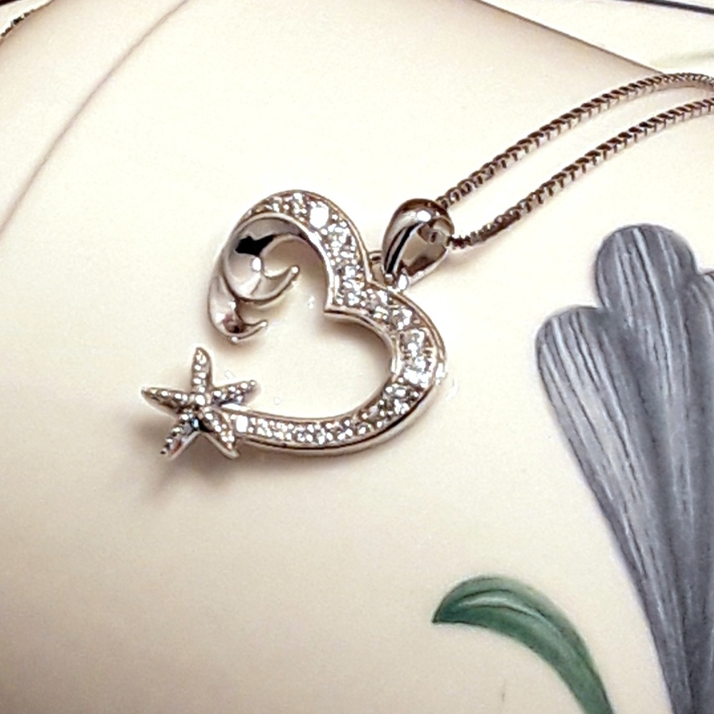 NEW S925 Nautical Heart Shape Wave Starfish